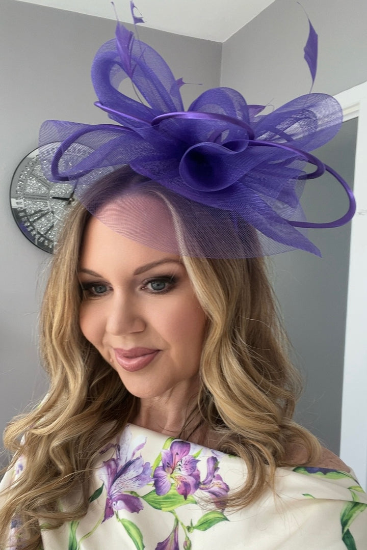 Alexis Purple Veil & Loop Fascinator