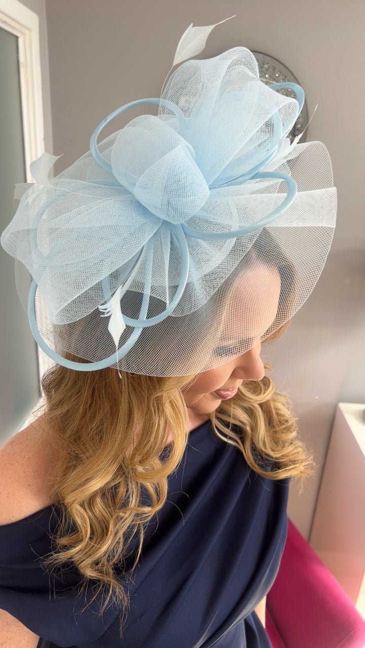 Alexis Light Blue Veil & Loop Fascinator