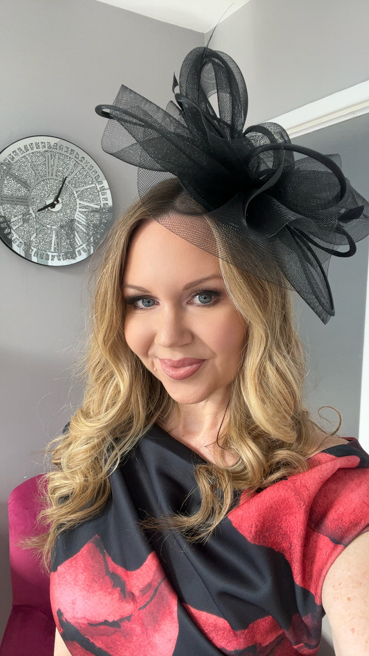 Alexis Black Veil & Loop Fascinator