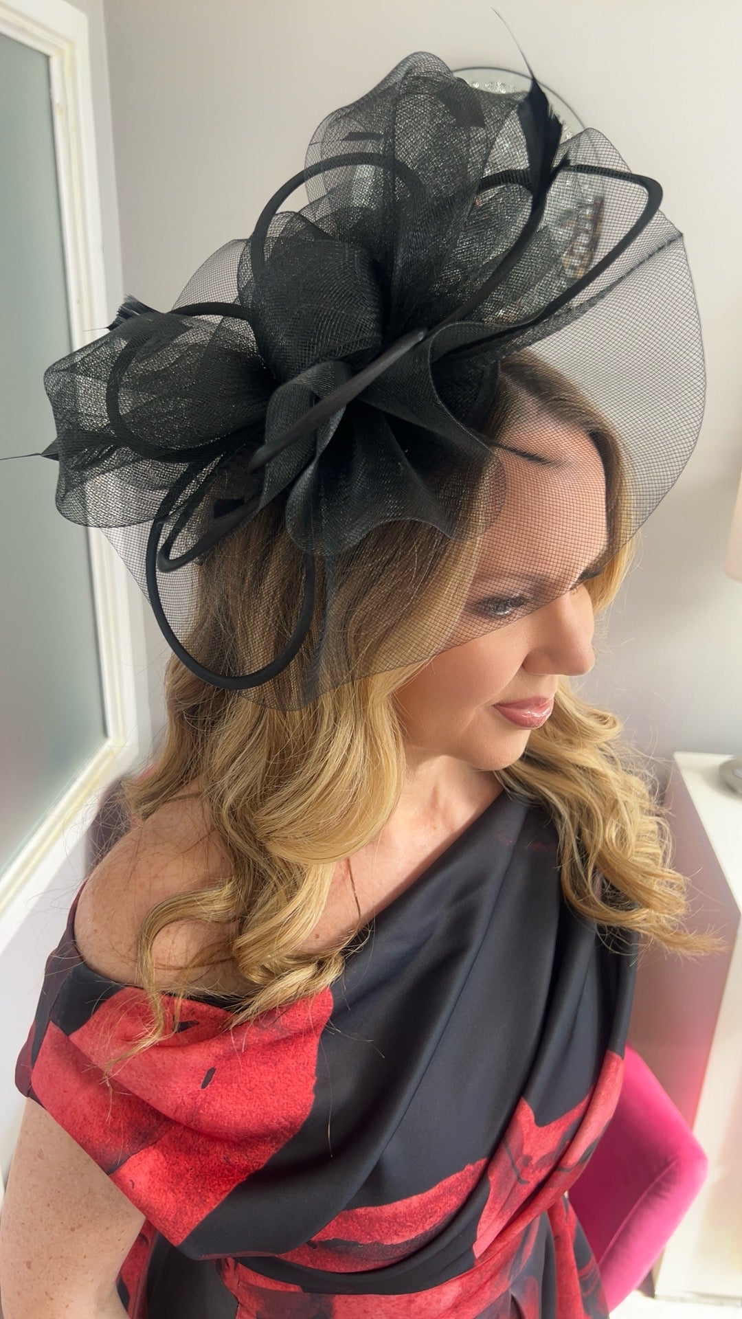 Alexis Black Veil & Loop Fascinator