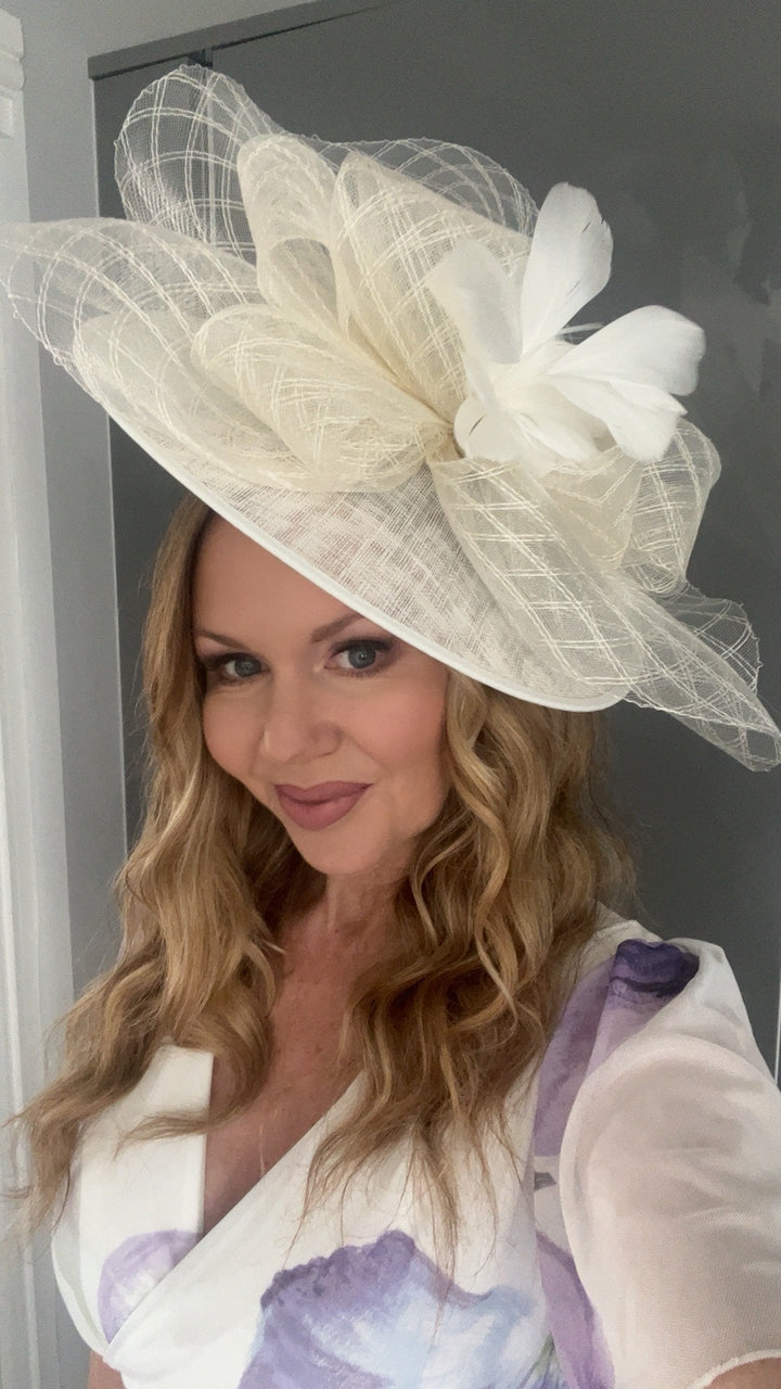 Aurelia Ivory Floral Bow Large Hatinator