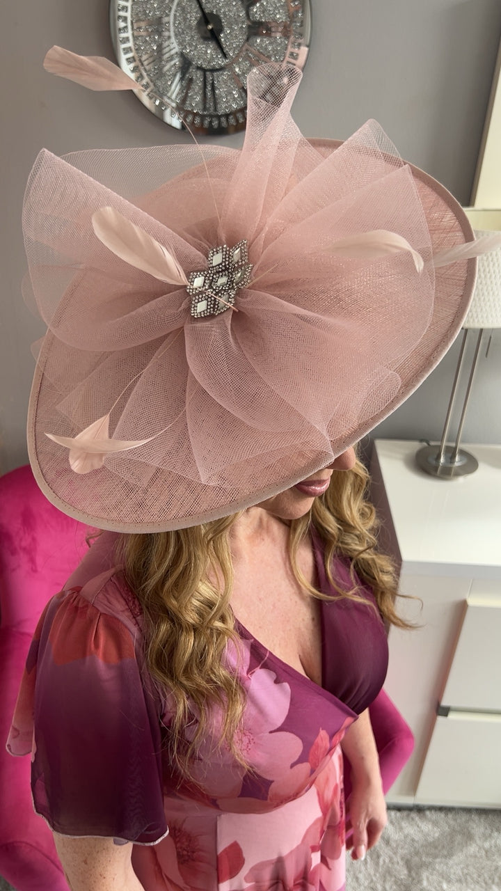 Charlize Powder Pink Tulle Diamante Large Hatinator