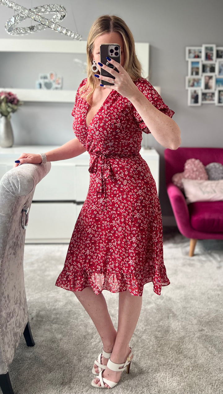 Open back wrap 2025 daisy print cami dress