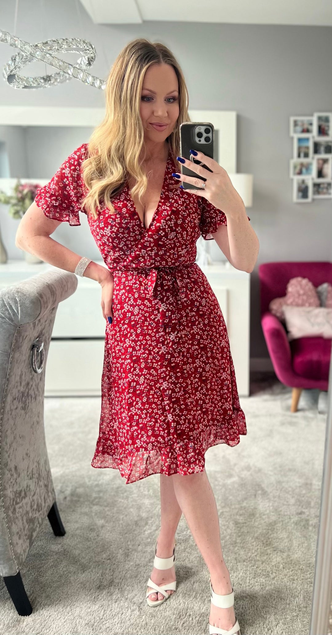 Ladies wrap midi deals dress