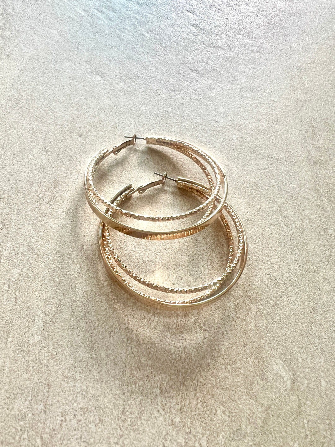 Triple Circle Closed Hoop Earrings in Gold