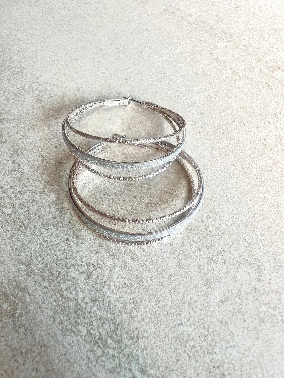 Triple Circle Closed Hoop Earrings in Silver