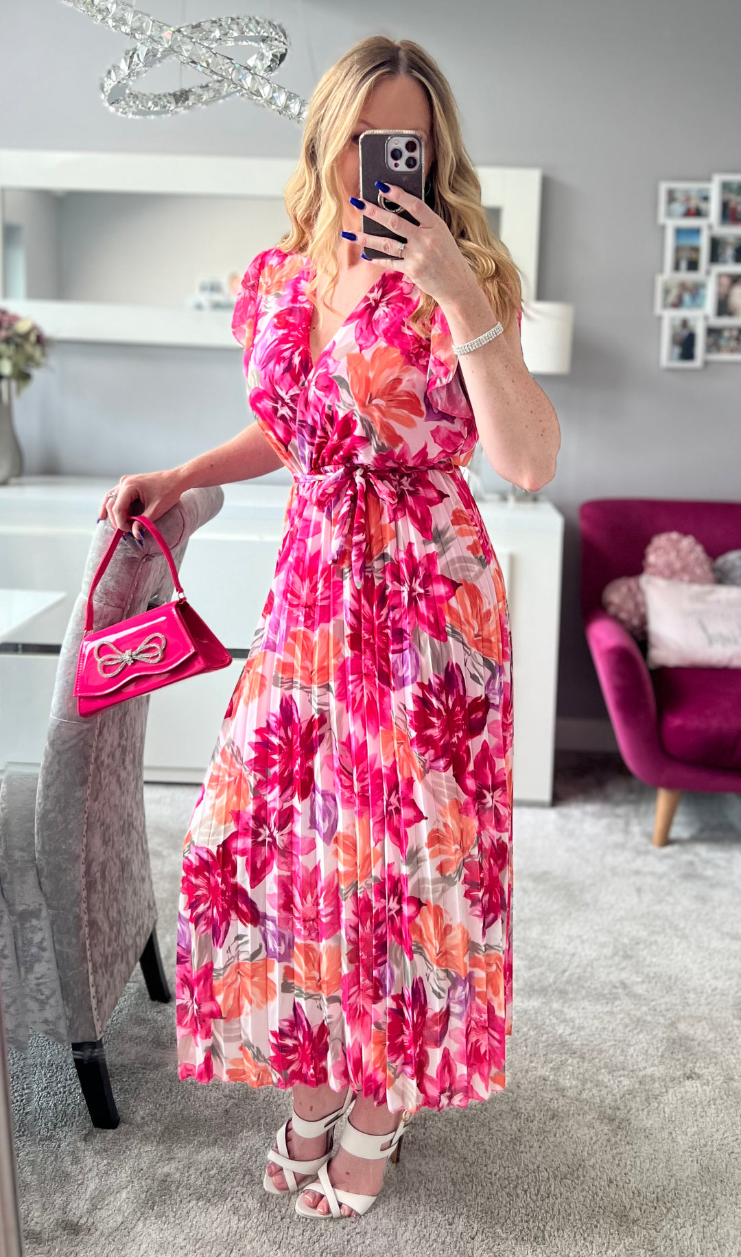 Floral top chiffon dress
