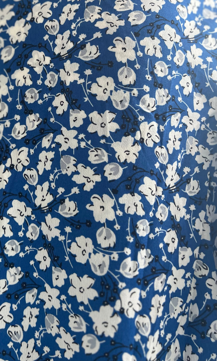 Carys Blue Ditsy Floral Print Wrap Cami Cold Shoulder Midi/Maxi Dress