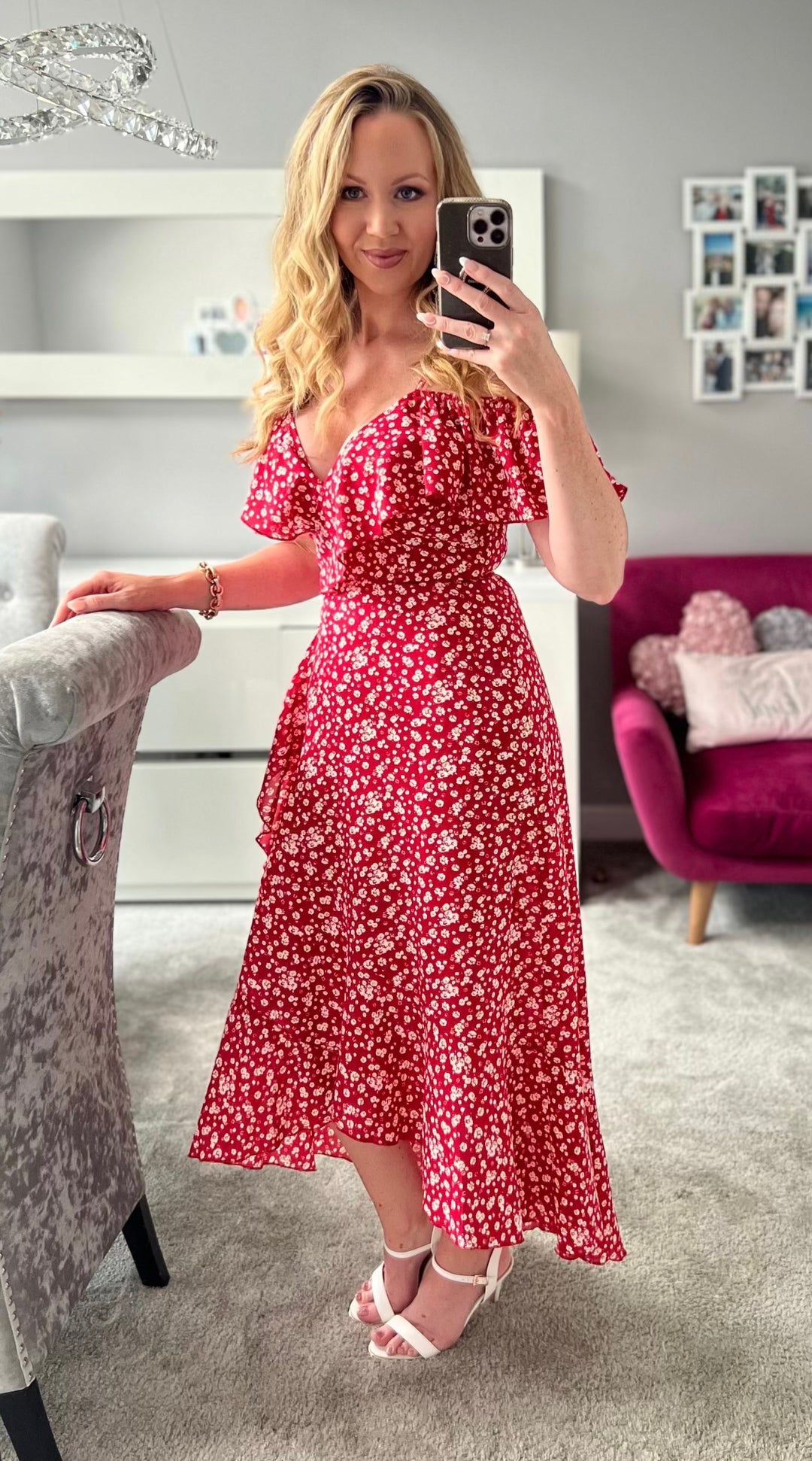 Floral ditsy midi dress clearance