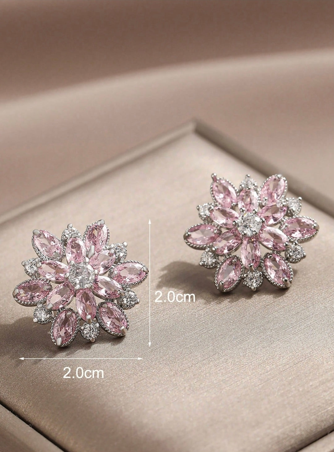 Flower Diamante Stud Earrings in Pink (PRE-ORDER)
