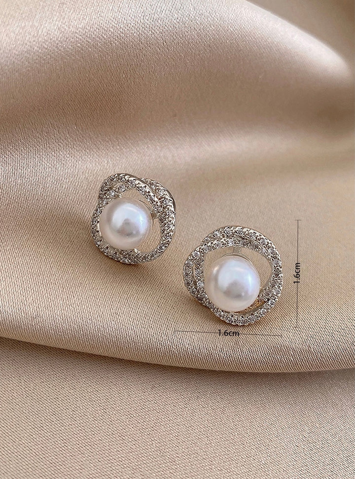 Pearl Stud Diamante Earrings in Silver (PRE-ORDER)