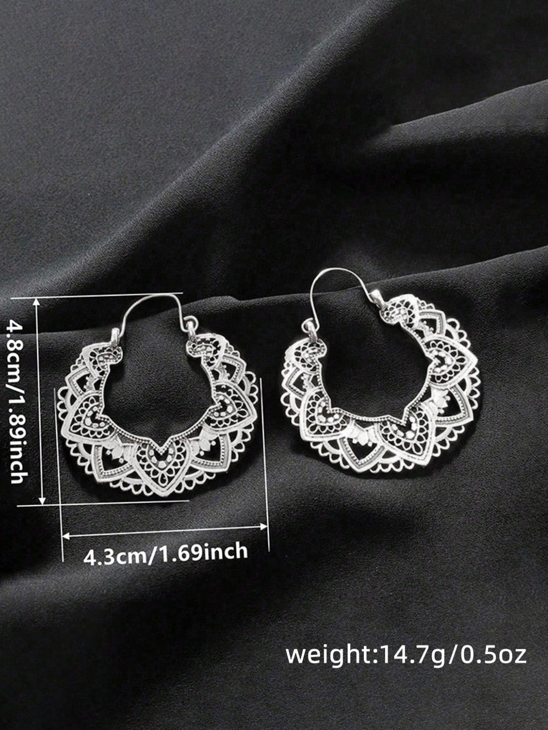 Dangly Indian Style Boho Hoop Earrings in Silver