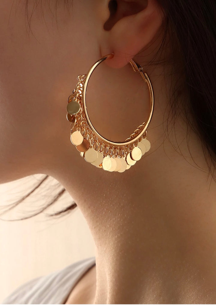 Tassel Boho Hoop Earrings In Gold