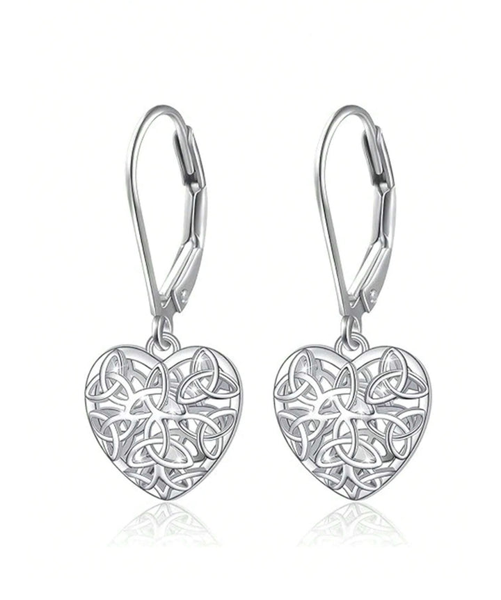 Filagree Heart Drop Earrings In Silver