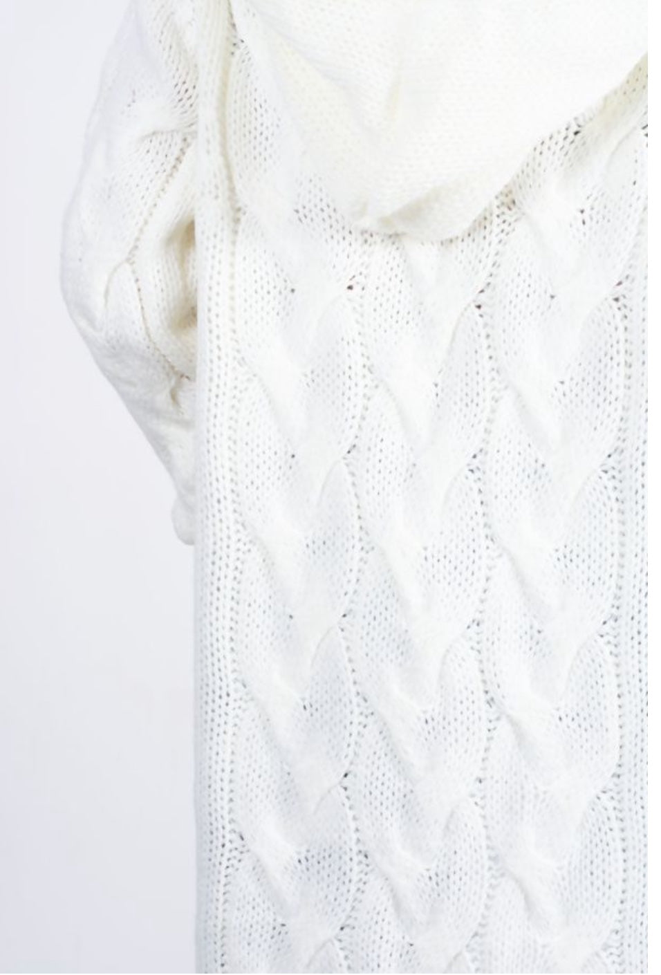 Cara Cream Winter White Chunky Cable Knit Long Hooded Cardigan