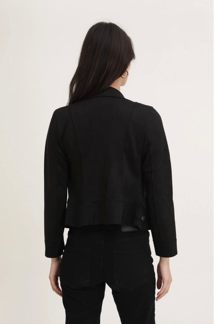 Savannah Black Suedette Zip Detail Lightweight Biker Jacket