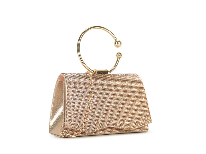 St Tropez Sparkly Diamante Small Hand Bag - Rose Gold