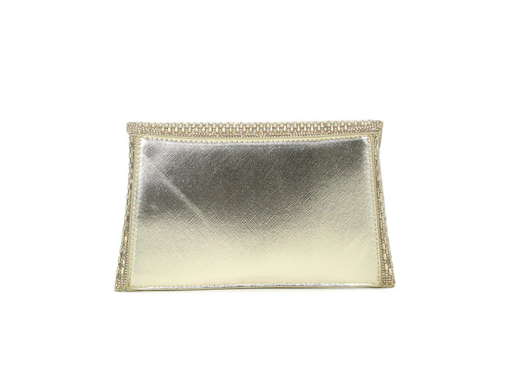 Azaire Crystal Embellished Sparkly Envelope Clutch Bag - Gold