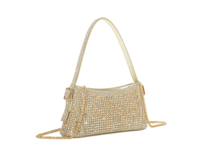 Dominica Sparkly Diamante Hand Bag - Gold
