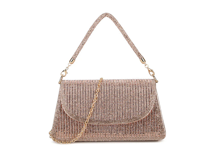 Trinidad Sparkly Diamante Hand Bag - Rose Gold