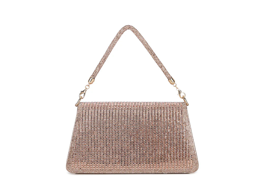 Trinidad Sparkly Diamante Hand Bag - Rose Gold