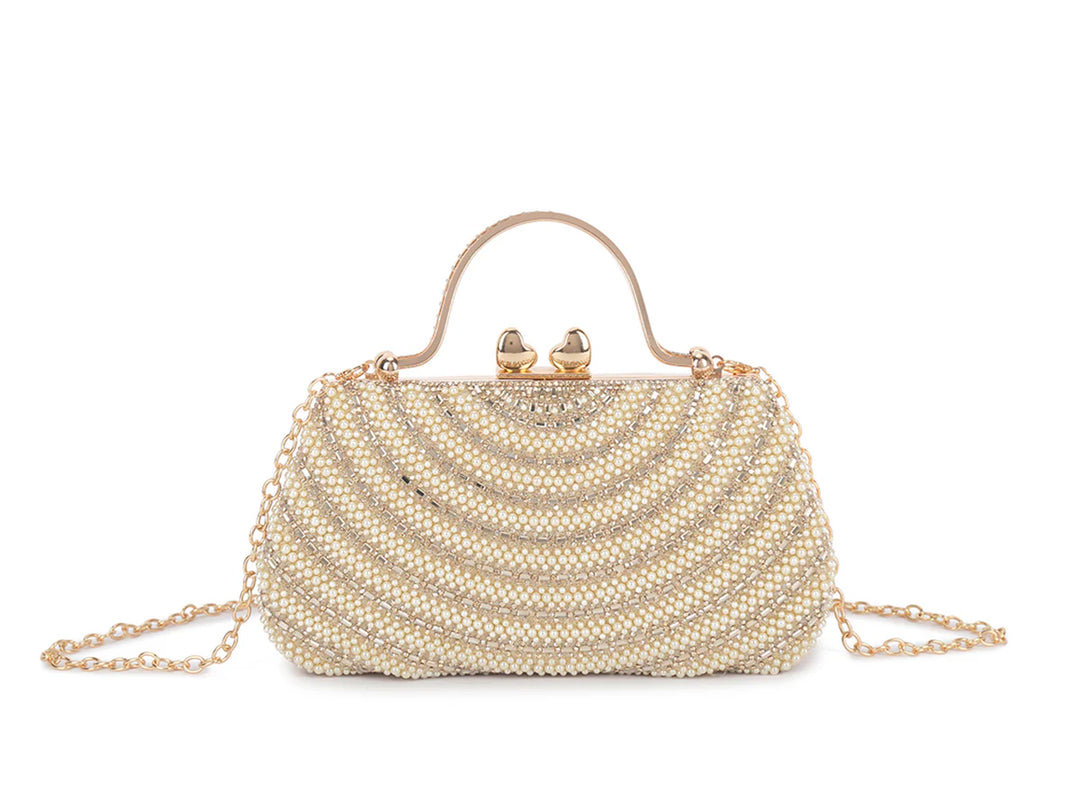 Celeste Gold Pearl Evening Bag