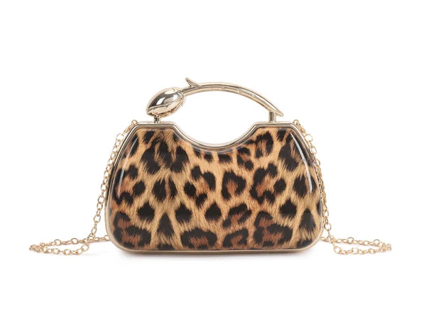 Kitty Leopard Print Evening Bag