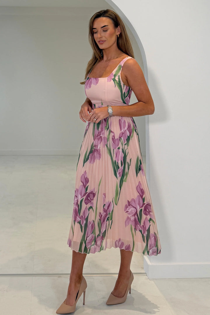 Lola Pink Floral Print Midi Dress