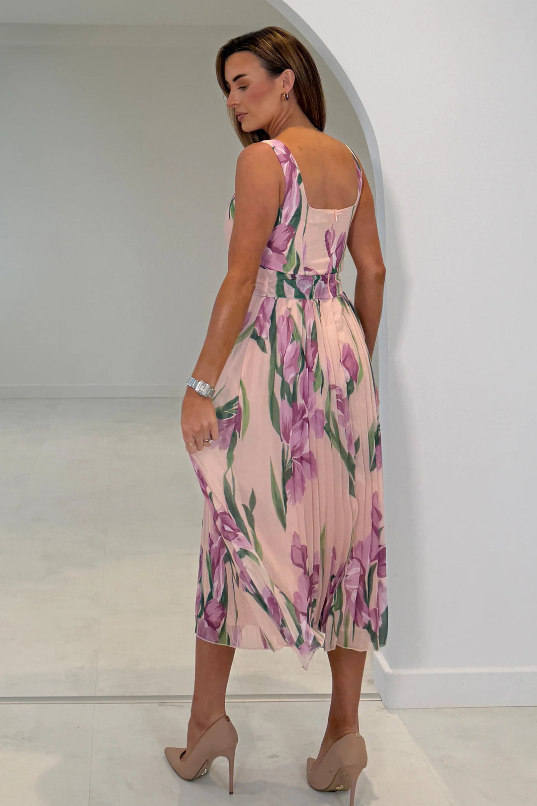Lola Pink Floral Print Midi Dress