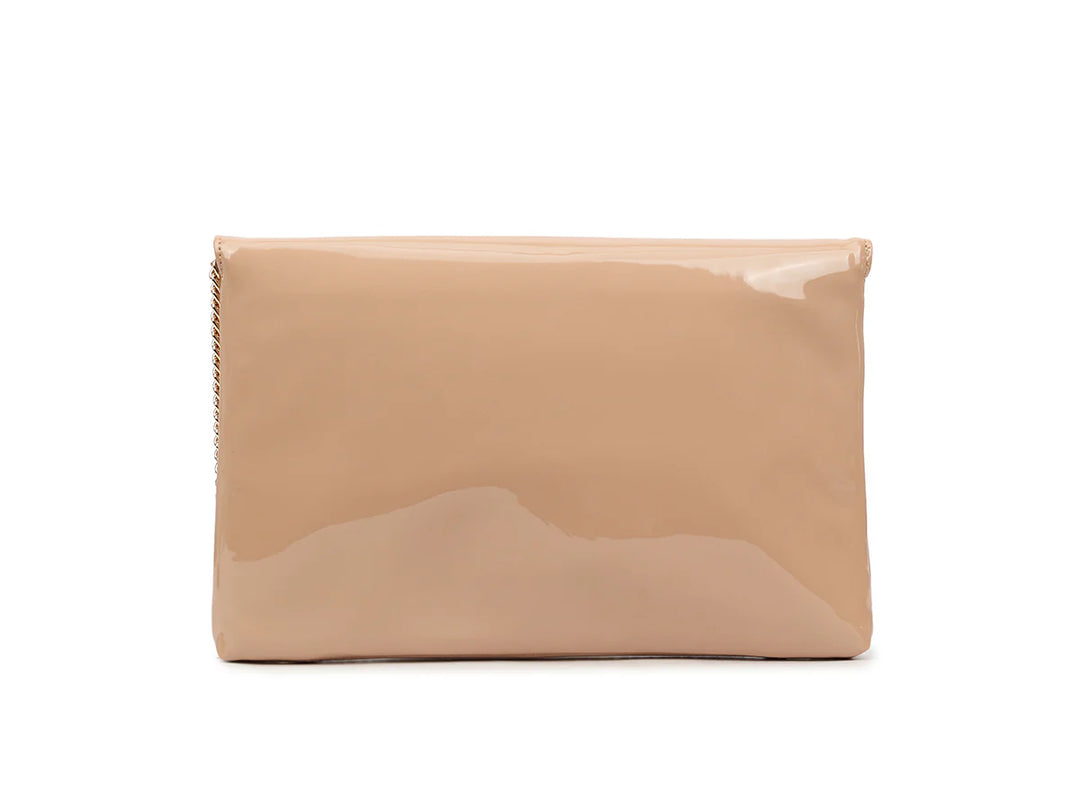 Chelsea Nude Camel Patent Clutch Bag