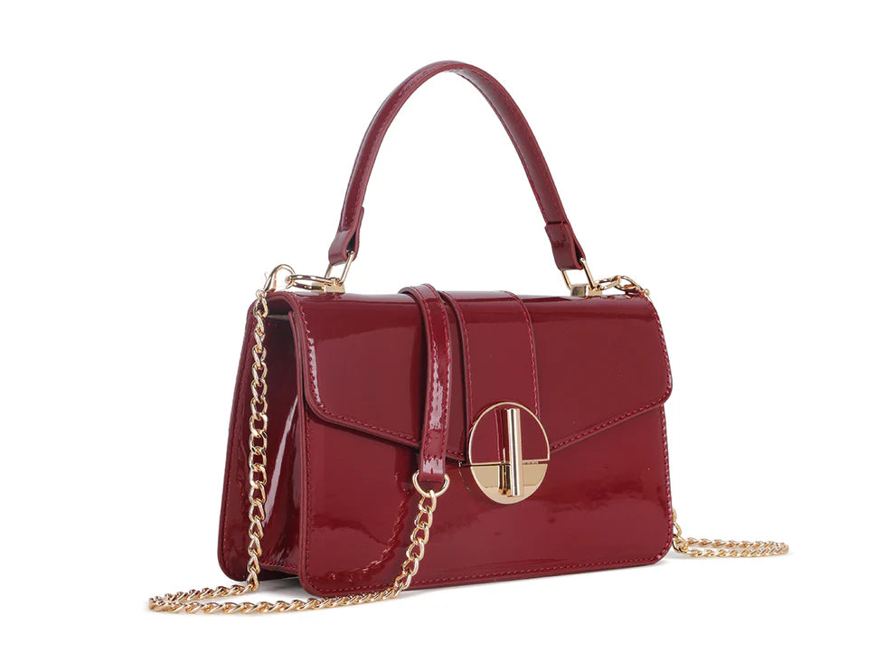 Palma Burgundy Cherry Red Patent Handbag