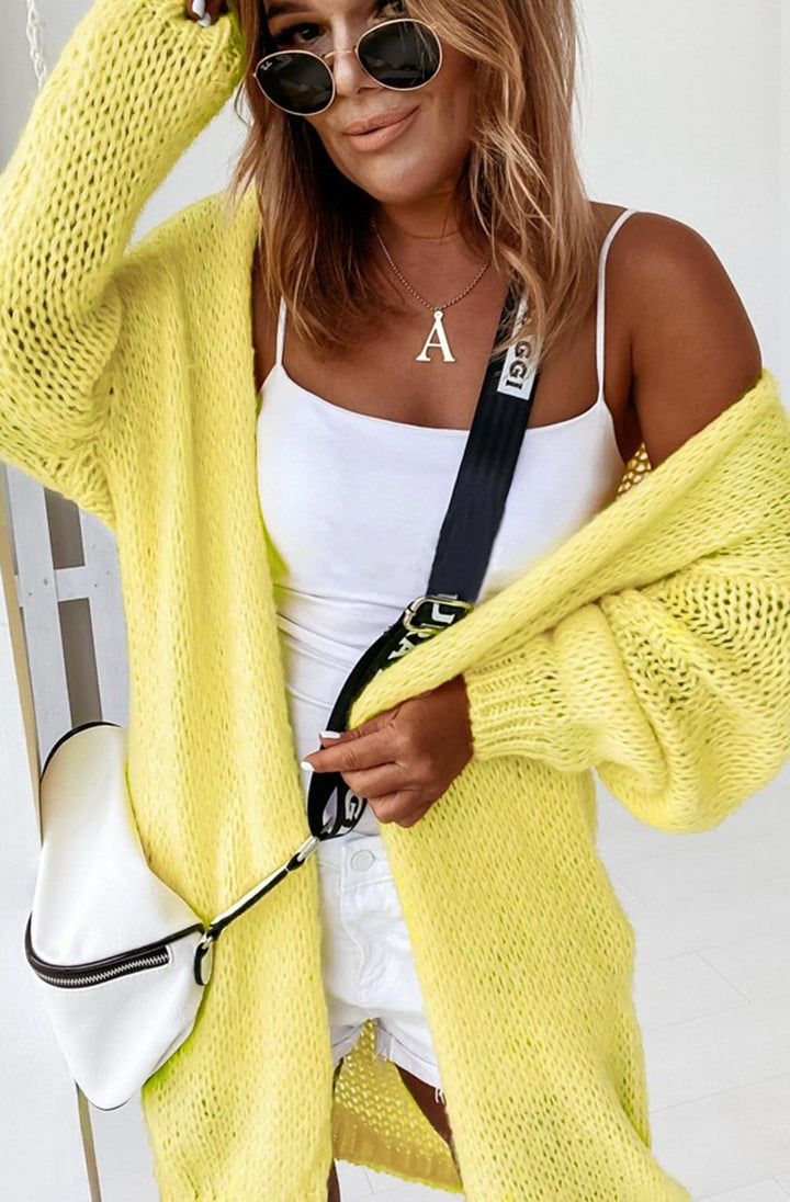 Marcia Lemon Yellow Knitted Longline Cardigan