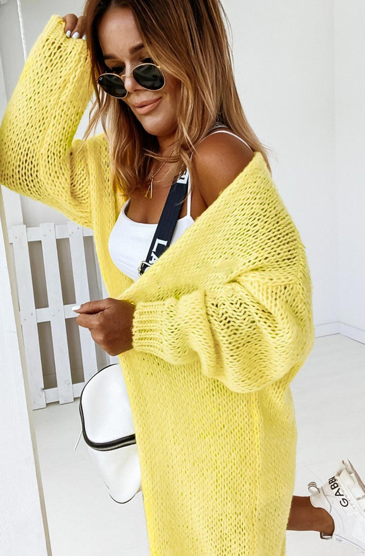 Marcia Lemon Yellow Knitted Longline Cardigan