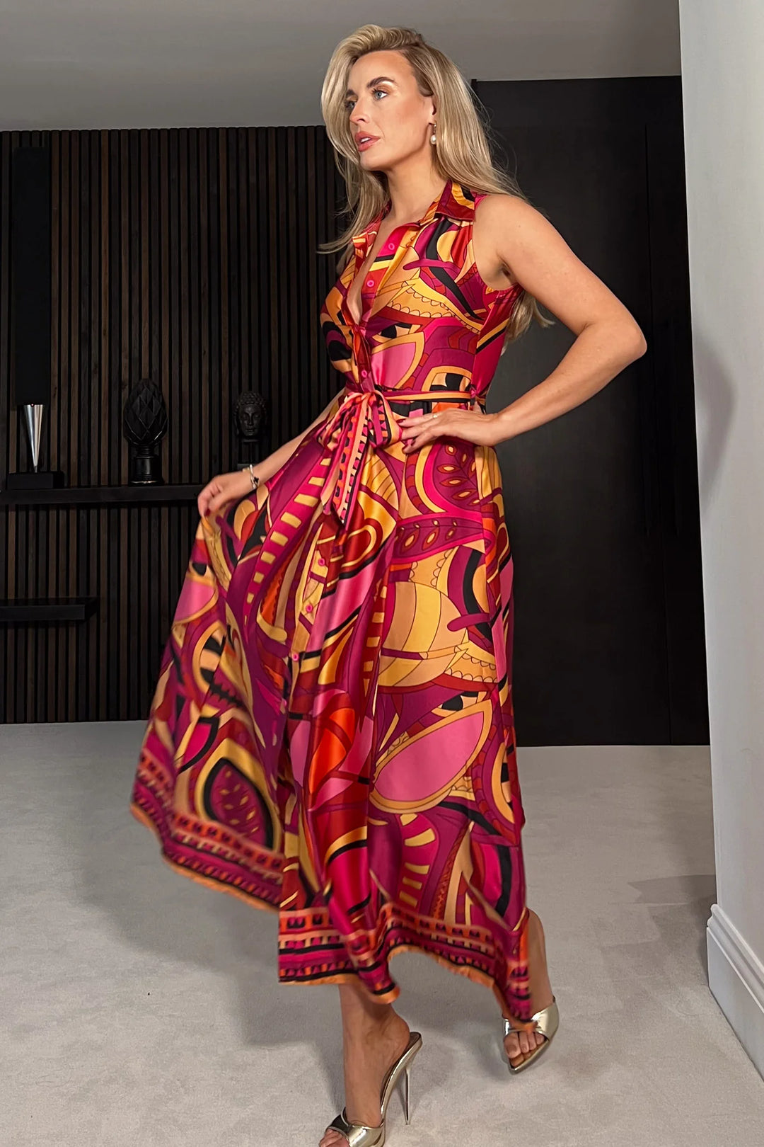 Silk maxi shirt dress shop