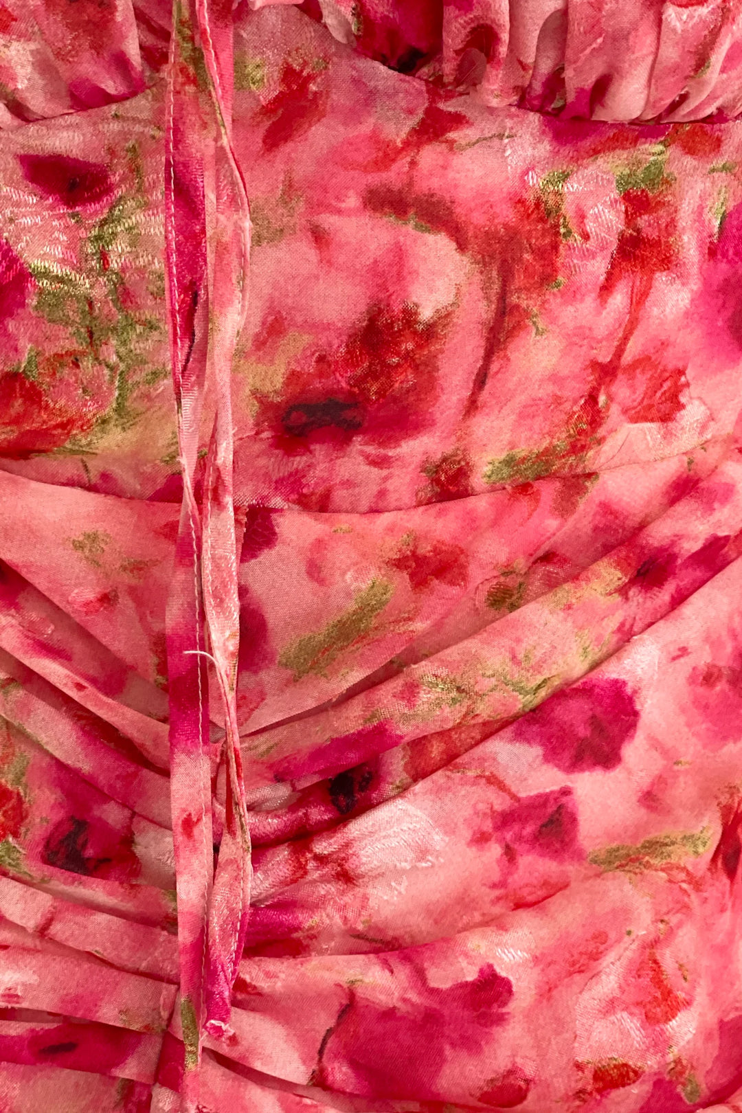 Dove Pink Floral Burnout Ruched Detail Midi Dress
