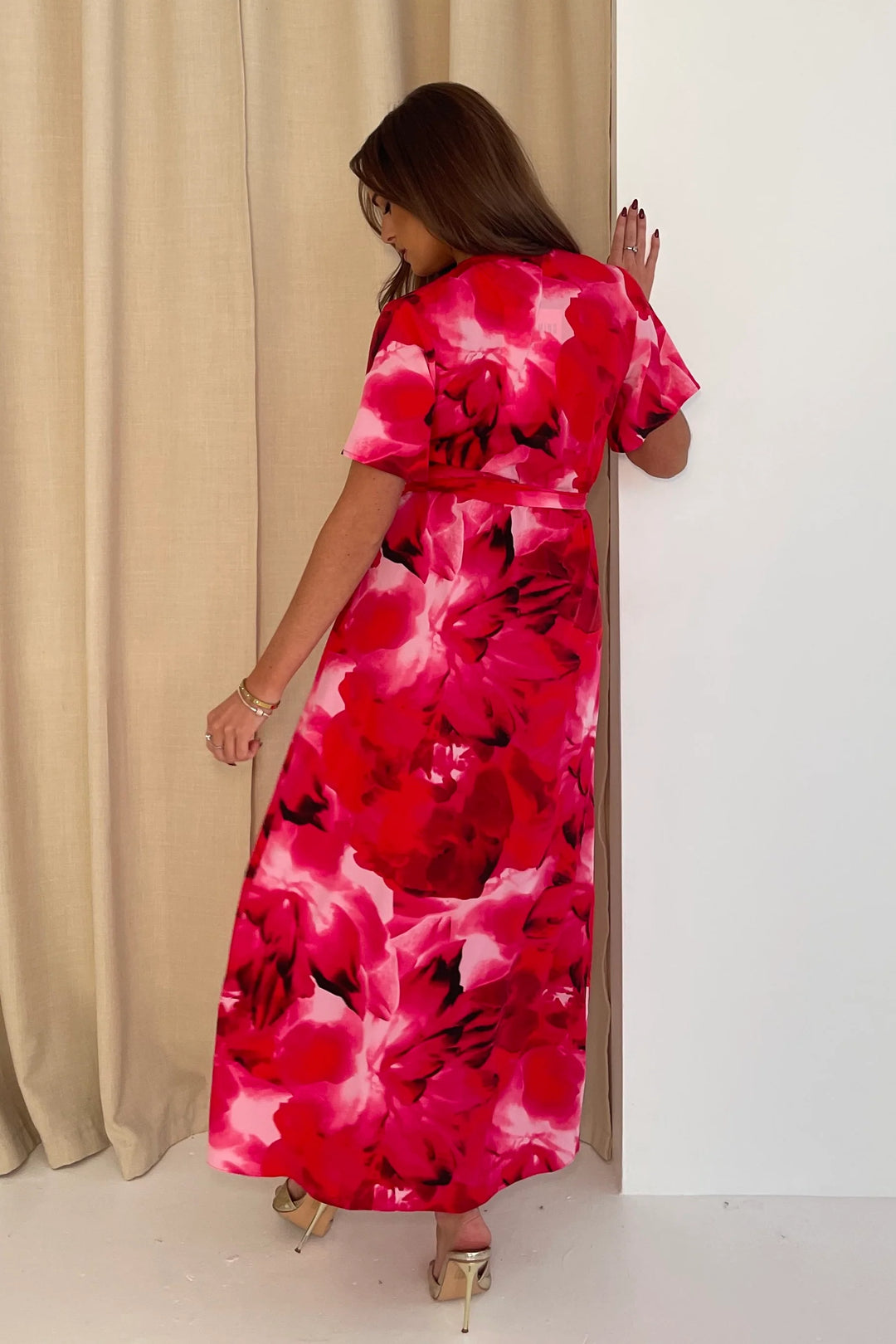 floral frill detail wrap maxi dress Yours London Women's Plus Size Pink Floral Print Ruffle Wrap Dress Size 22-24