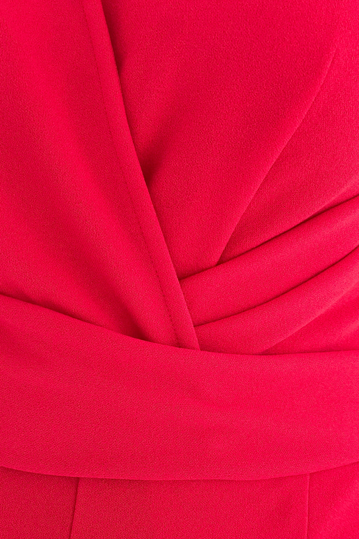 Bridget Red Twist Front Split Sleeve Wide Leg Jumpsuit
