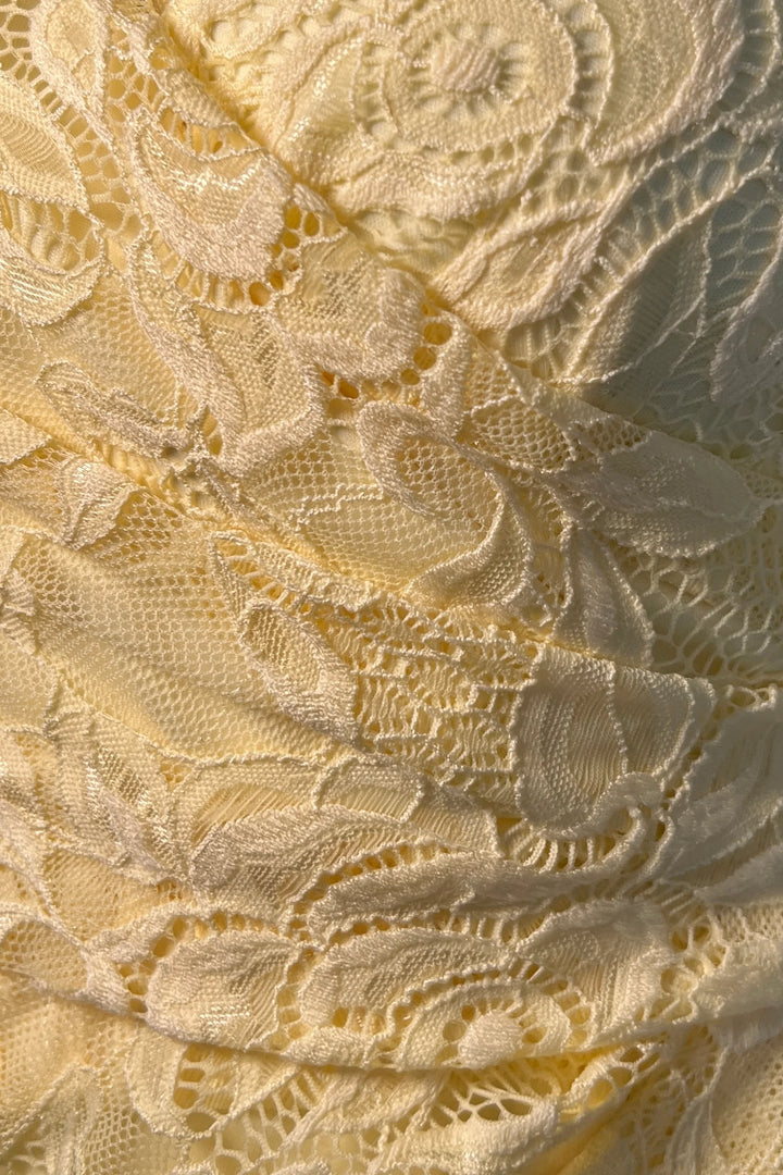 Natasha Yellow Lace Angel Sleeve Chiffon Wrap Midi Dress