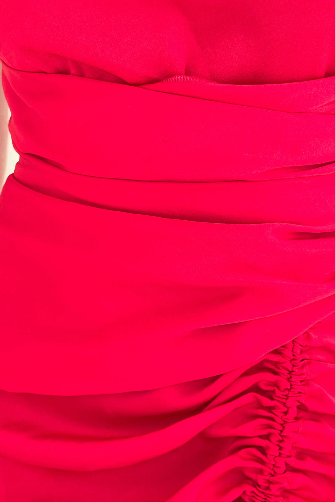 Maxine Red Ruched Detail Halterneck Bodycon Midi Dress