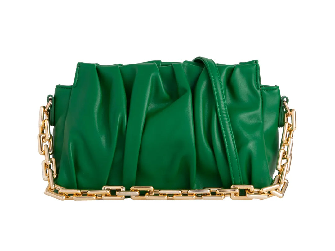 Corchello Green Faux Leather Gold Chain Cross Body Shoulder Clutch Bag LittleMadam