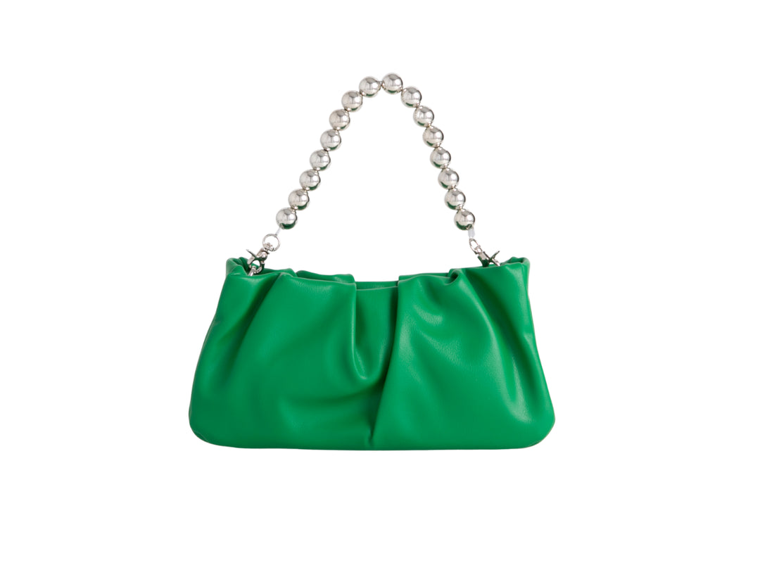 Maribel Green Faux Leather Clutch Bag With Detachable Strap