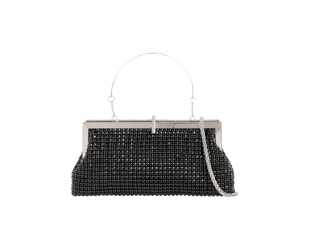All Night Long Glamorous Sparkly Clutch Bag With Handle - Black