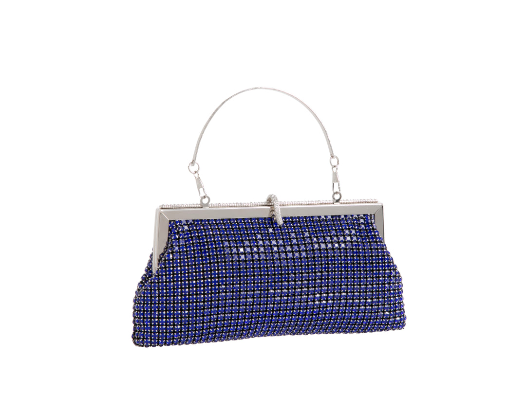 All Night Long Glamorous Sparkly Clutch Bag With Handle - Navy