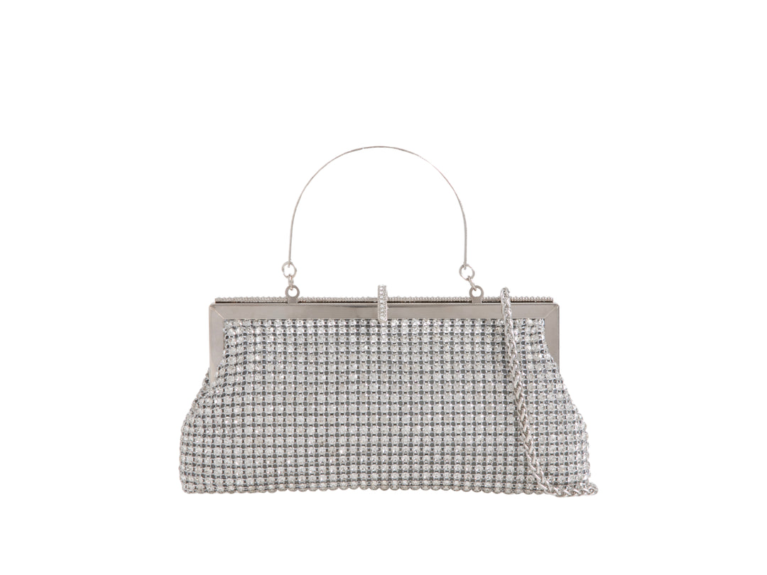 All Night Long Glamorous Sparkly Clutch Bag With Handle Silver