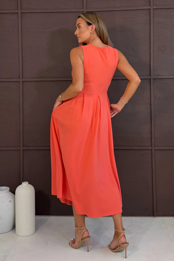 Anastasia Coral Knot Detail Midi Dress