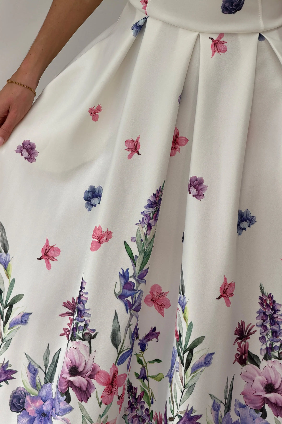 Danni Ivory Floral Strapless Bandeau Midi Dress With Pockets