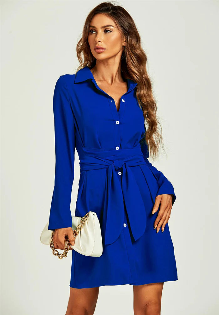 Demi Blue Shirt Mini Wrap Dress