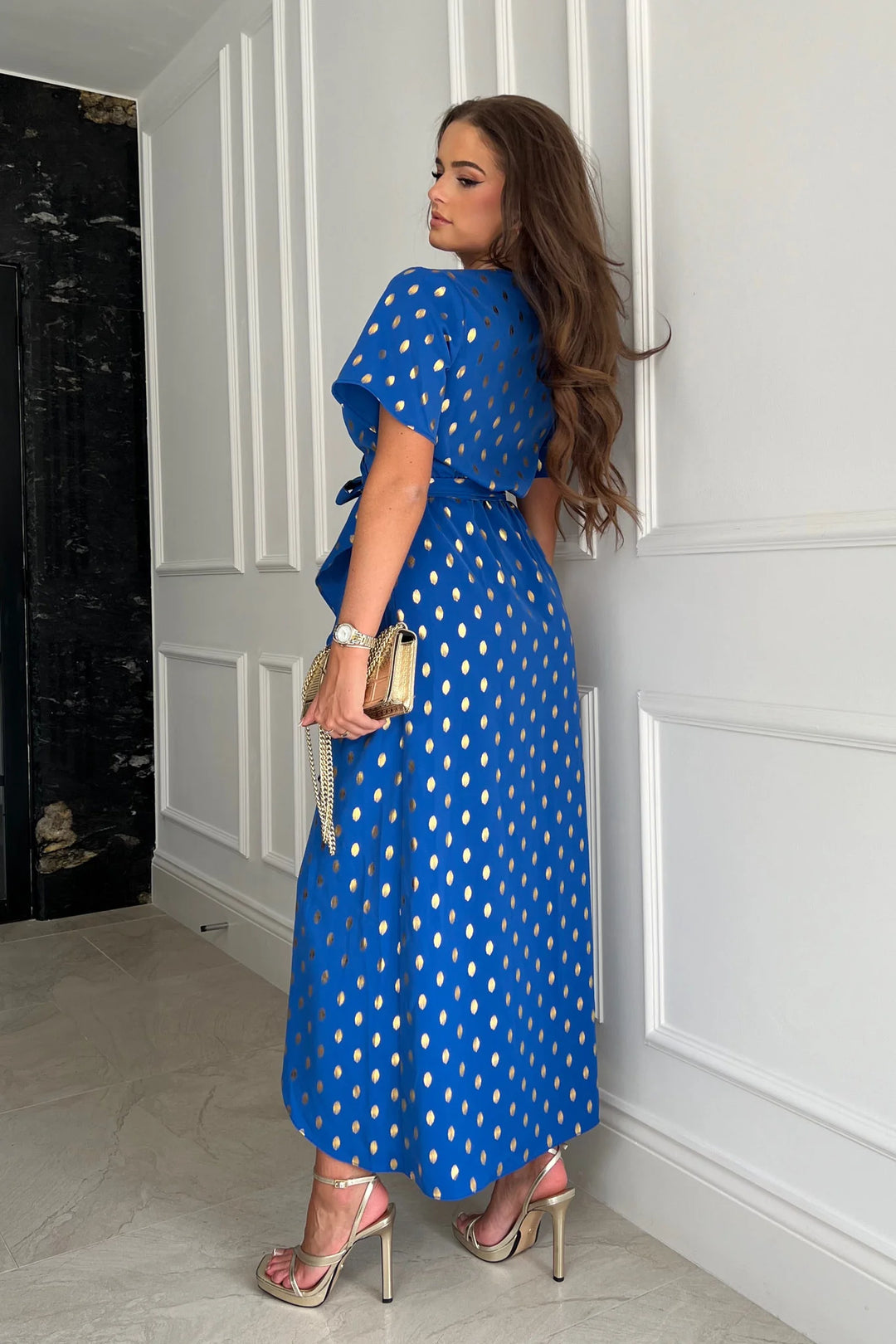 cobalt blue and gold dress Cobalt Blue And Gold Kimono Silk Dress Belma Tvico