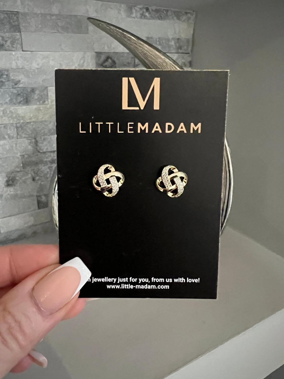 Linked Diamante Studs in Gold