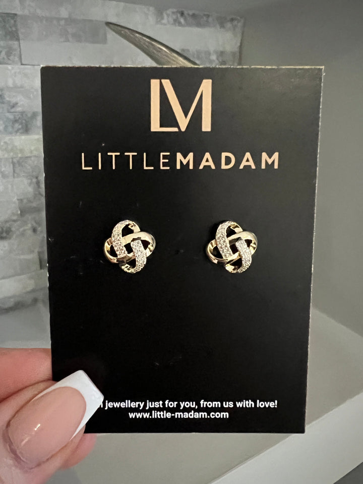 Linked Diamante Studs in Gold